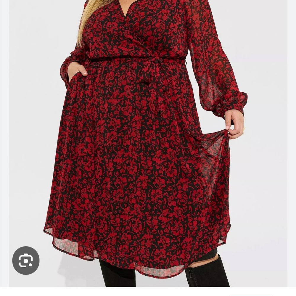 Torrid Red and Black Floral Dress